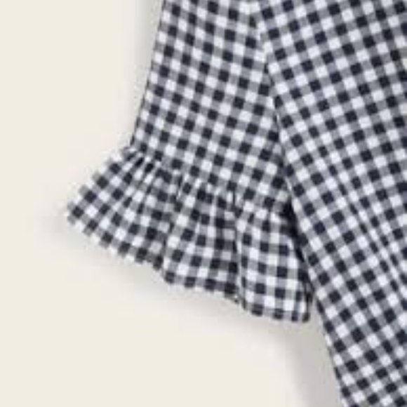 3/$30 SHEIN Ruffle Cuff Tie Hem Plaid Top Large - Picture 3 of 12